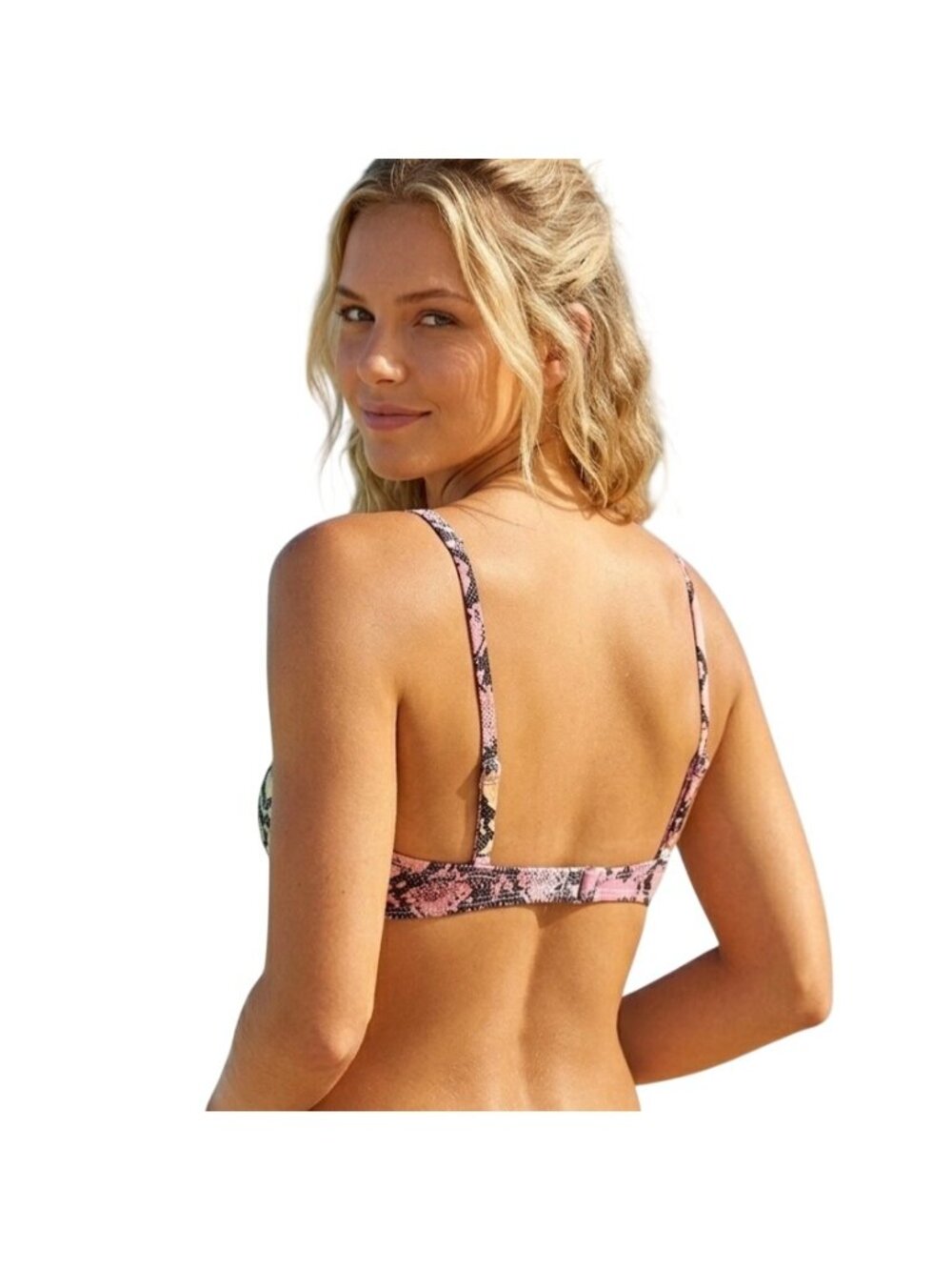 Juniors Ribbed Snake Multicolor Tie Dye Knot Bikini Camisole Top XS M L XL Beach - Picture 2 of 12